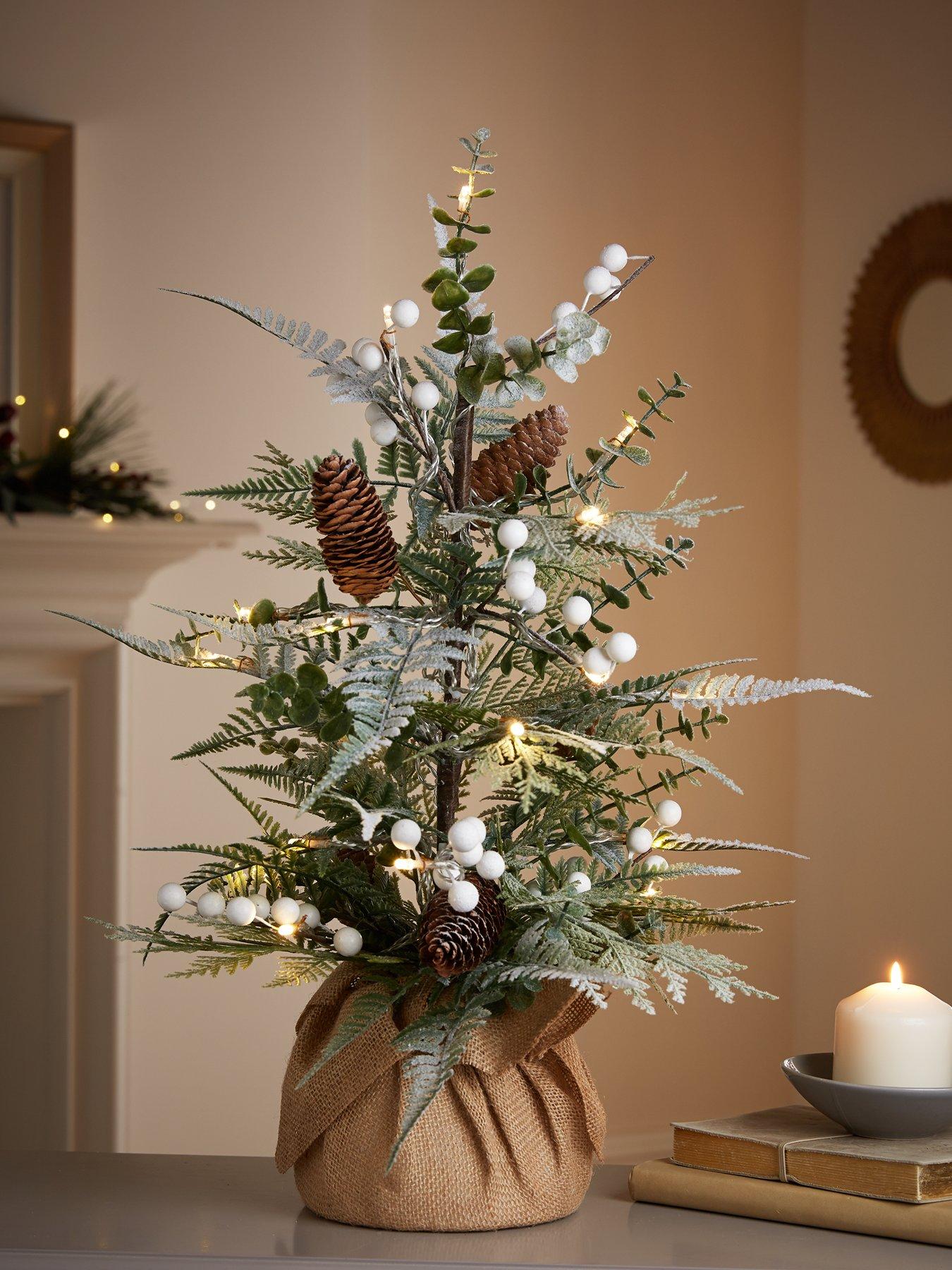 undefined 60 cm Mistletoe and Fern Lit Tabletop Christmas Tree