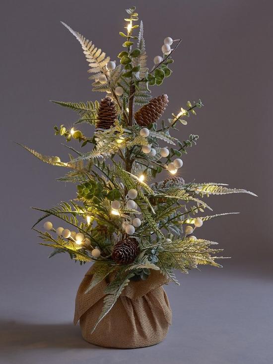 stillFront image of 60-cmnbspmistletoe-and-fern-lit-tabletop-christmasnbsptree