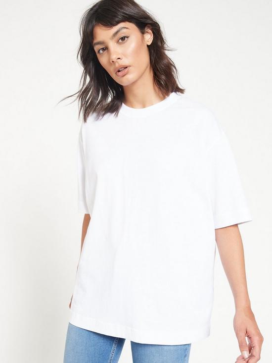 front image of everyday-oversized-longline-t-shirt-white