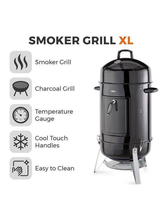 stillFront image of tower-t978505-bbqnbspsmoker-grill-xl-with-charcoal-and-smoker--nbspblack