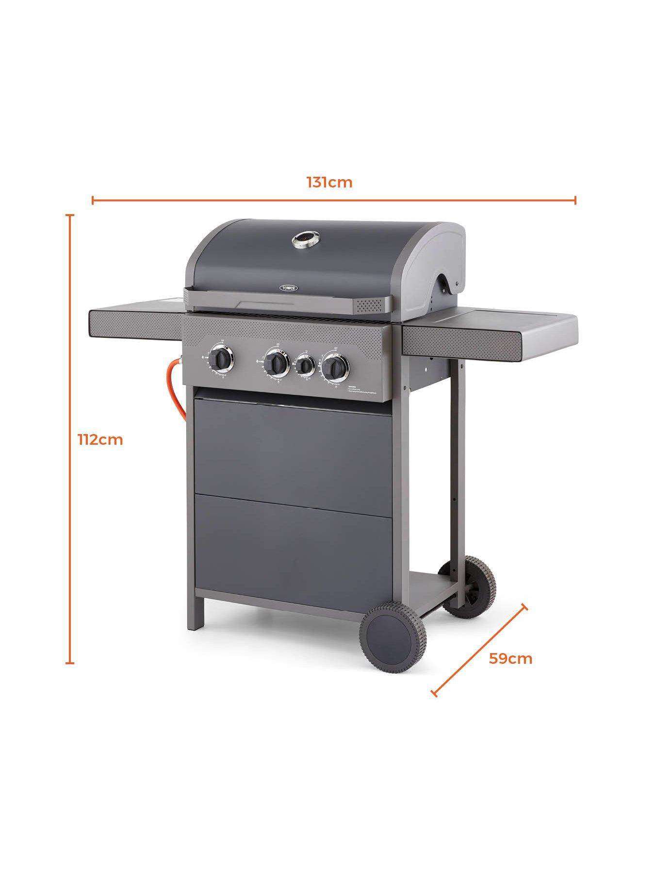  image of tower-stealth-3000-3-burner-porcelain-gas-bbq-with-precision-thermometer-and-rust-proof-design-t978501-black