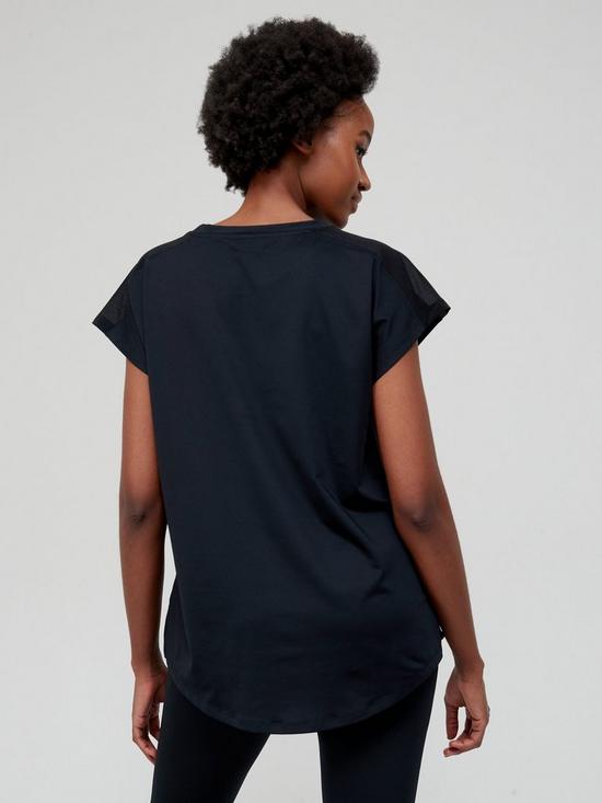 stillFront image of v-by-very-sustainablenbsppolyester-mesh-shoulder-t-shirt-black