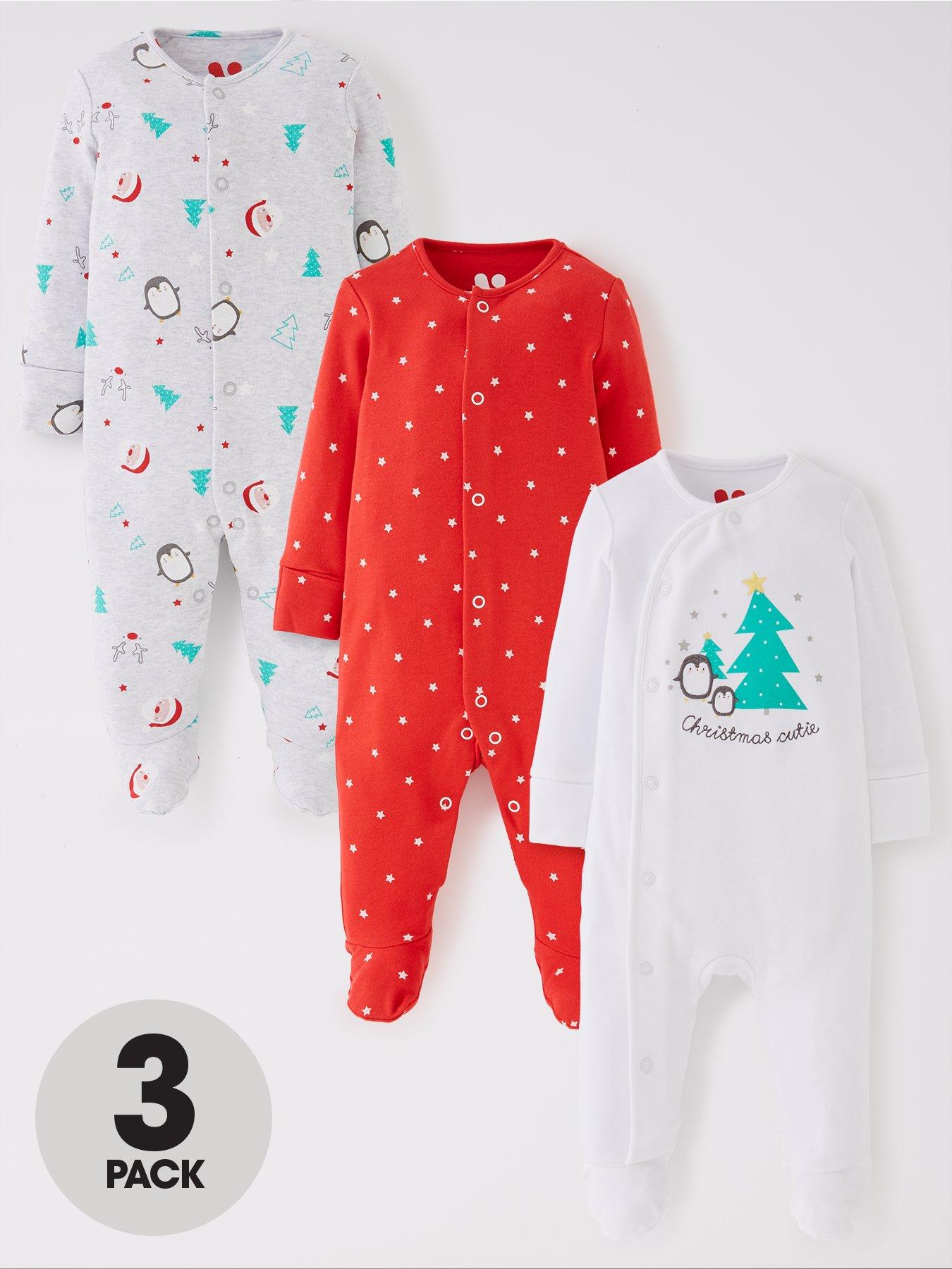 Mini V by Very Baby Unisex 3 Pack Christmas Sleepsuits - Multi |  littlewoods.com