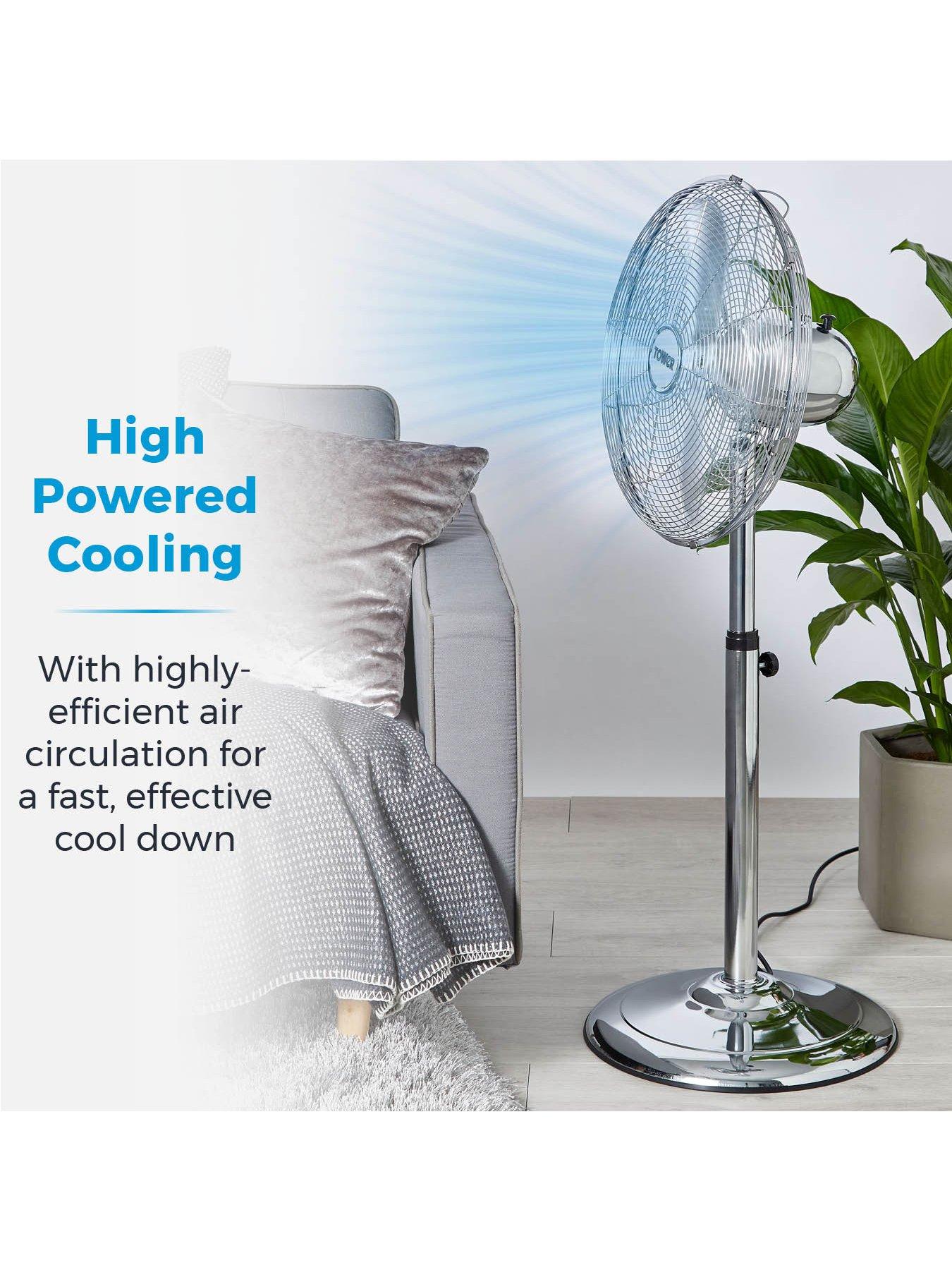 Image 3 of 6 of Tower T637000&nbsp;16 inch Metal Pedestal Fan with 3 Speeds&nbsp;- Chrome