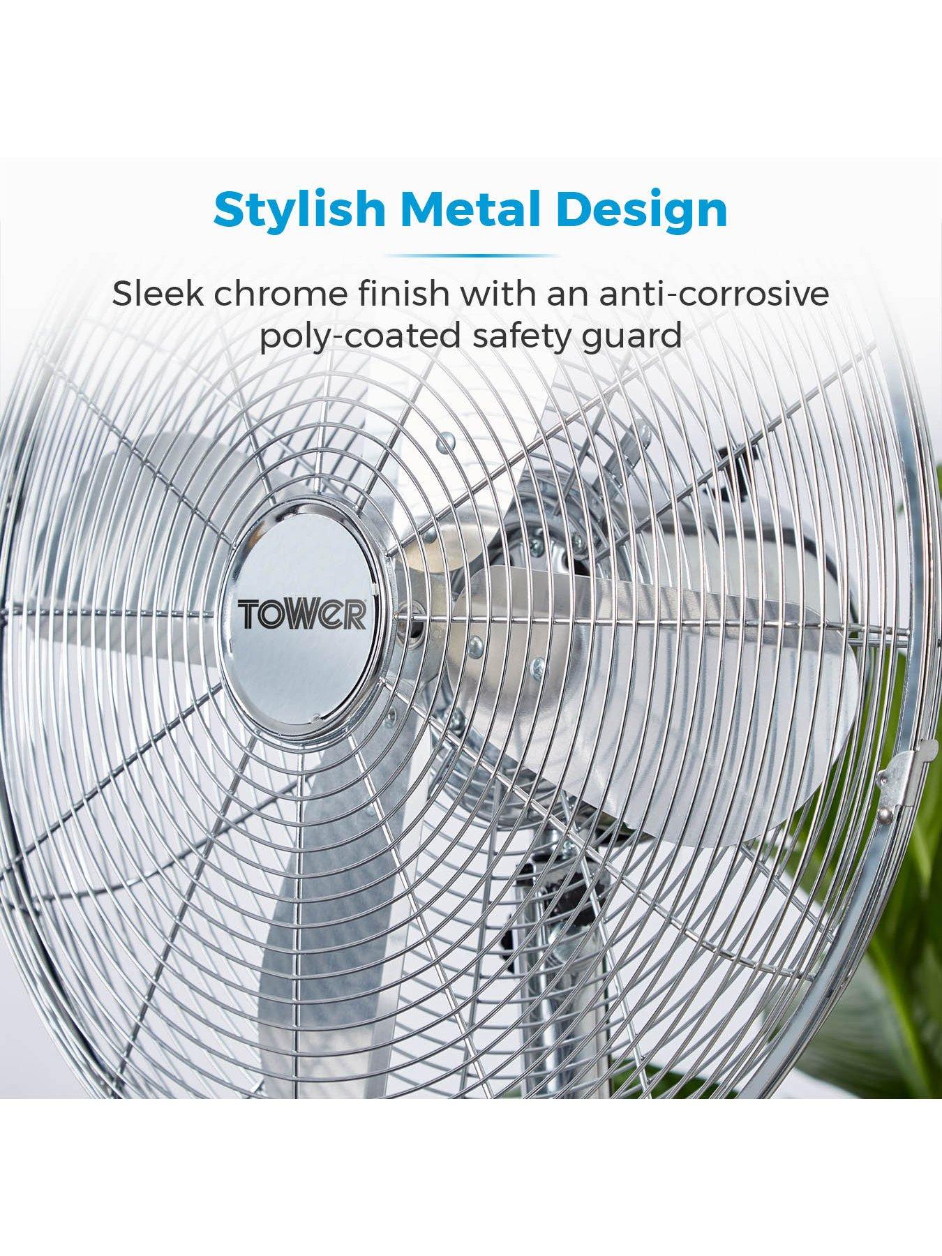 Image 5 of 6 of Tower T637000&nbsp;16 inch Metal Pedestal Fan with 3 Speeds&nbsp;- Chrome