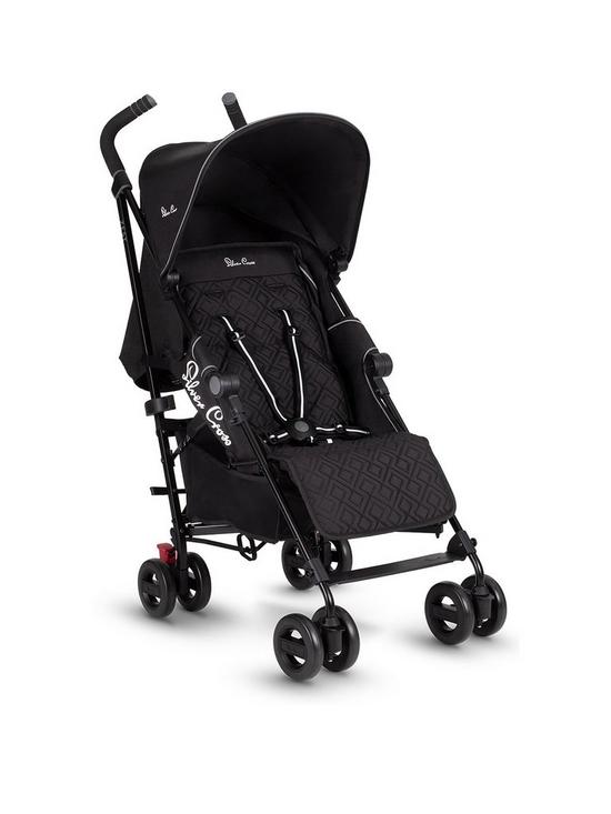 front image of silver-cross-zest-black-stroller