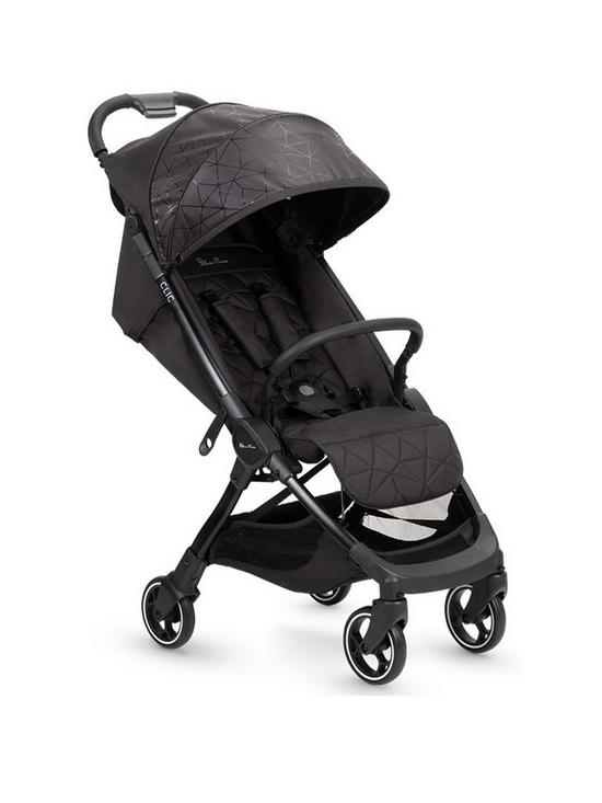 front image of silver-cross-clic-stroller-black