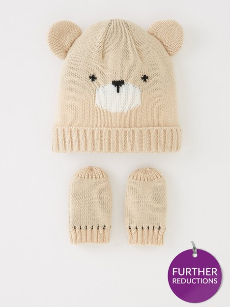 v-by-very-baby-unisex-bear-hat-amp-mitten-set-oatmeal