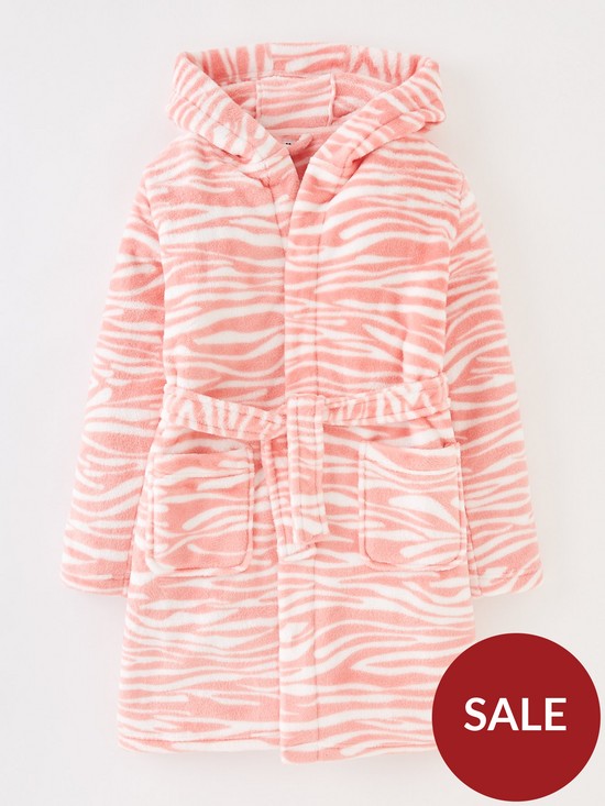 front image of v-by-very-girls-zebra-robe-pinknbsp