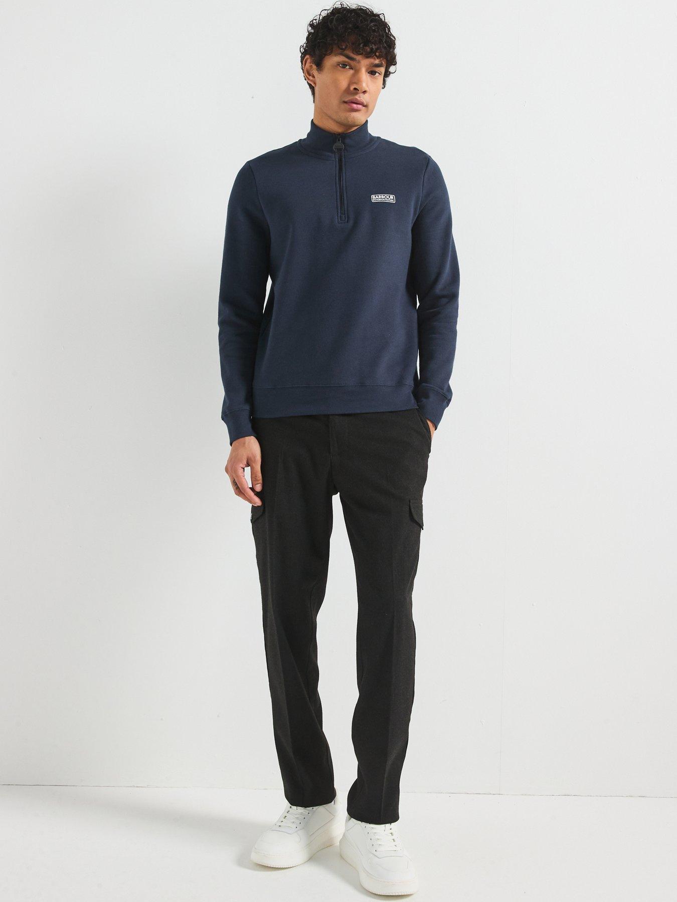  image of barbour-international-international-essential-logo-14-zip-sweat-top-navy