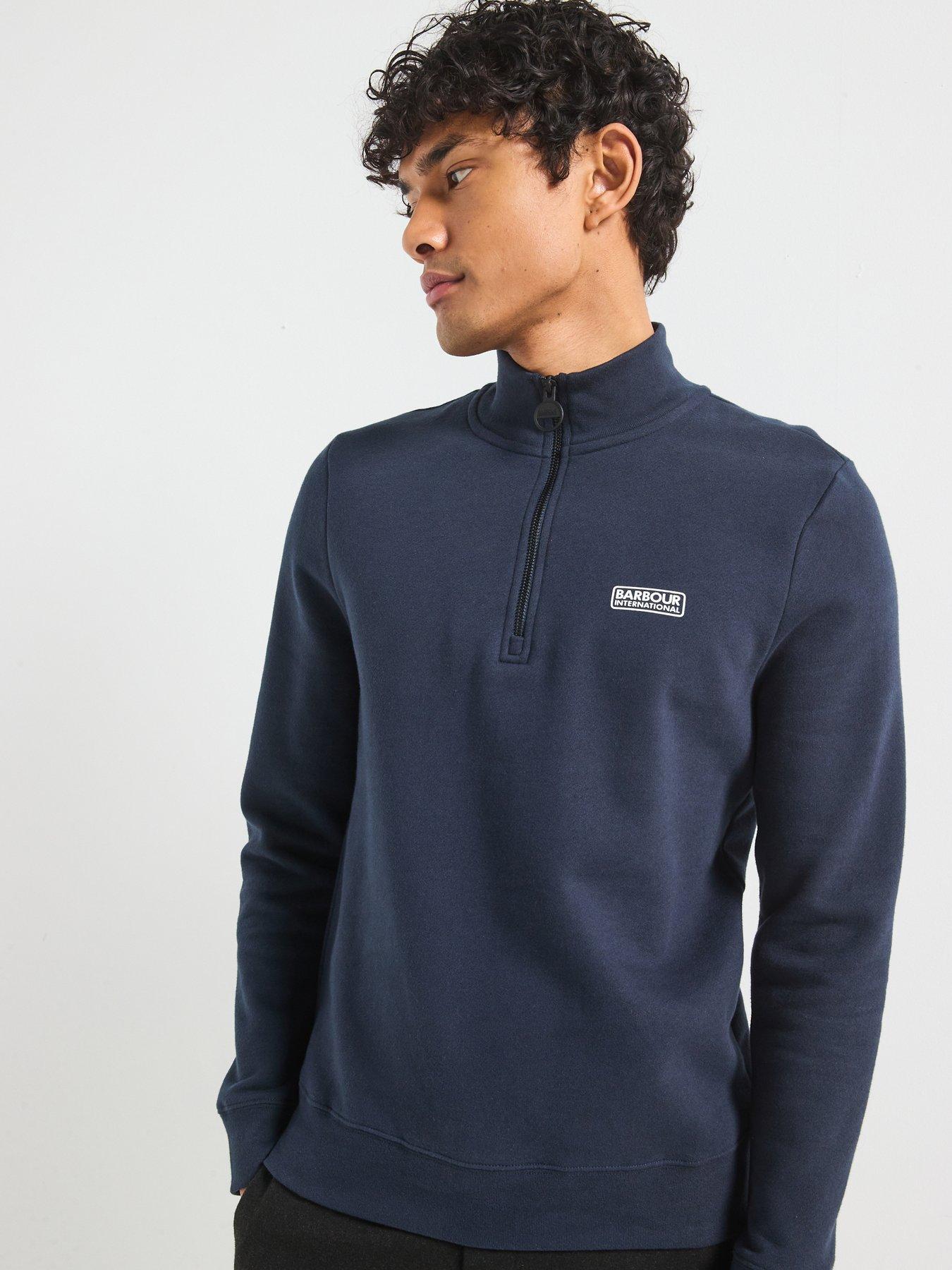  image of barbour-international-international-essential-logo-14-zip-sweat-top-navy