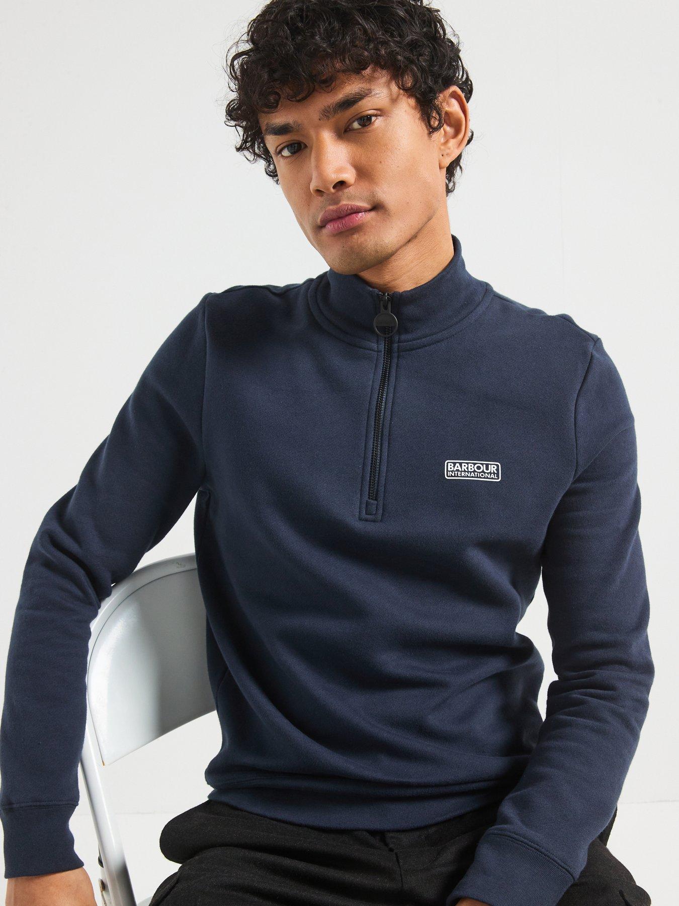  image of barbour-international-international-essential-logo-14-zip-sweat-top-navy