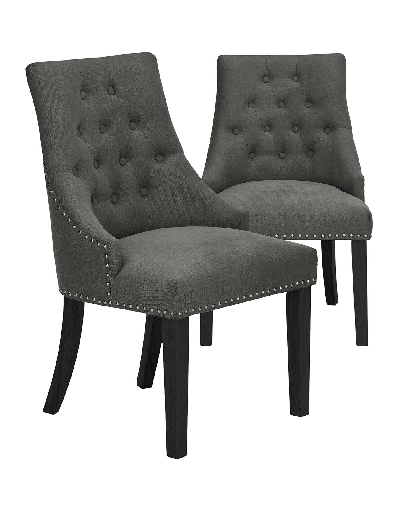 Image 1 of 3 of Very Home Warwick Pair of Velvet&nbsp;Dining&nbsp;Chairs - Charcoal/Black&nbsp;- FSC&reg; Certified