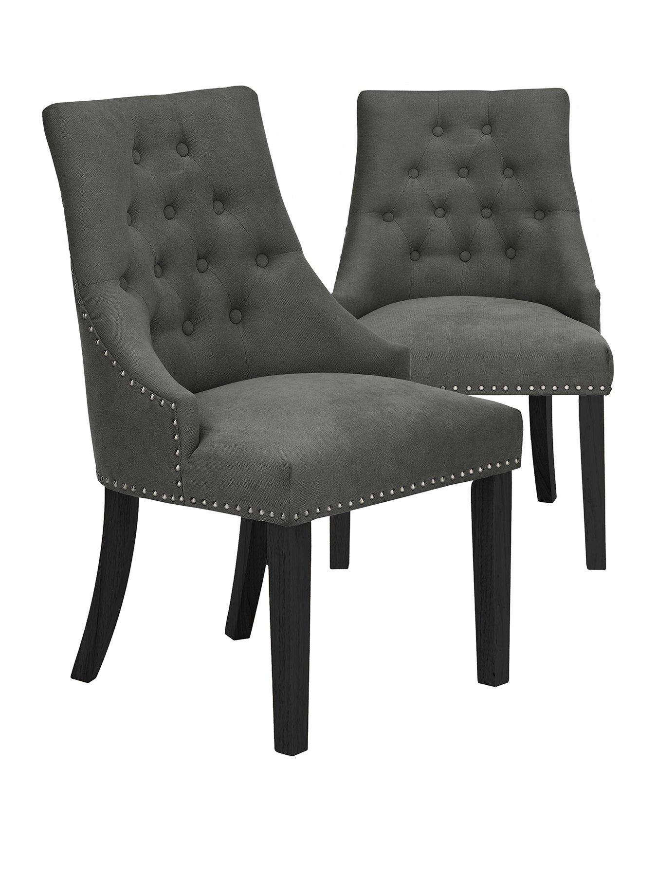 Warwick Pair of Fabric Dining Chairs Charcoal Black FSC Certified