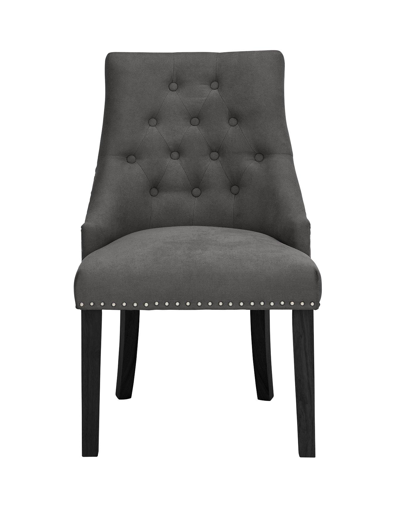 Image 2 of 3 of Very Home Warwick Pair of Velvet&nbsp;Dining&nbsp;Chairs - Charcoal/Black&nbsp;- FSC&reg; Certified