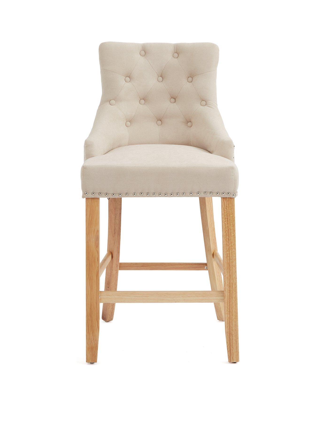 Image 3 of 7 of The Very Collection Warwick Pair of Fabric Bar Stools - Natural/Oak&nbsp;- FSC&reg; Certified