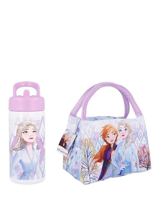 front image of disney-frozen-elsa-water-bottle-and-carry-handle-insulation-lunch-bag