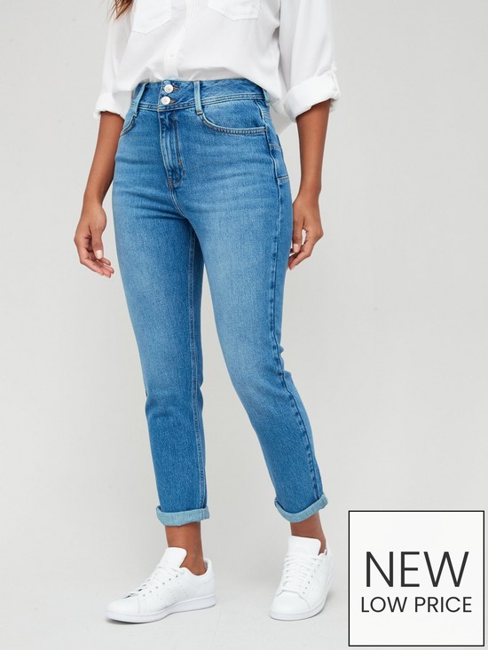 front image of v-by-very-shaping-slim-mom-jean-mid-wash