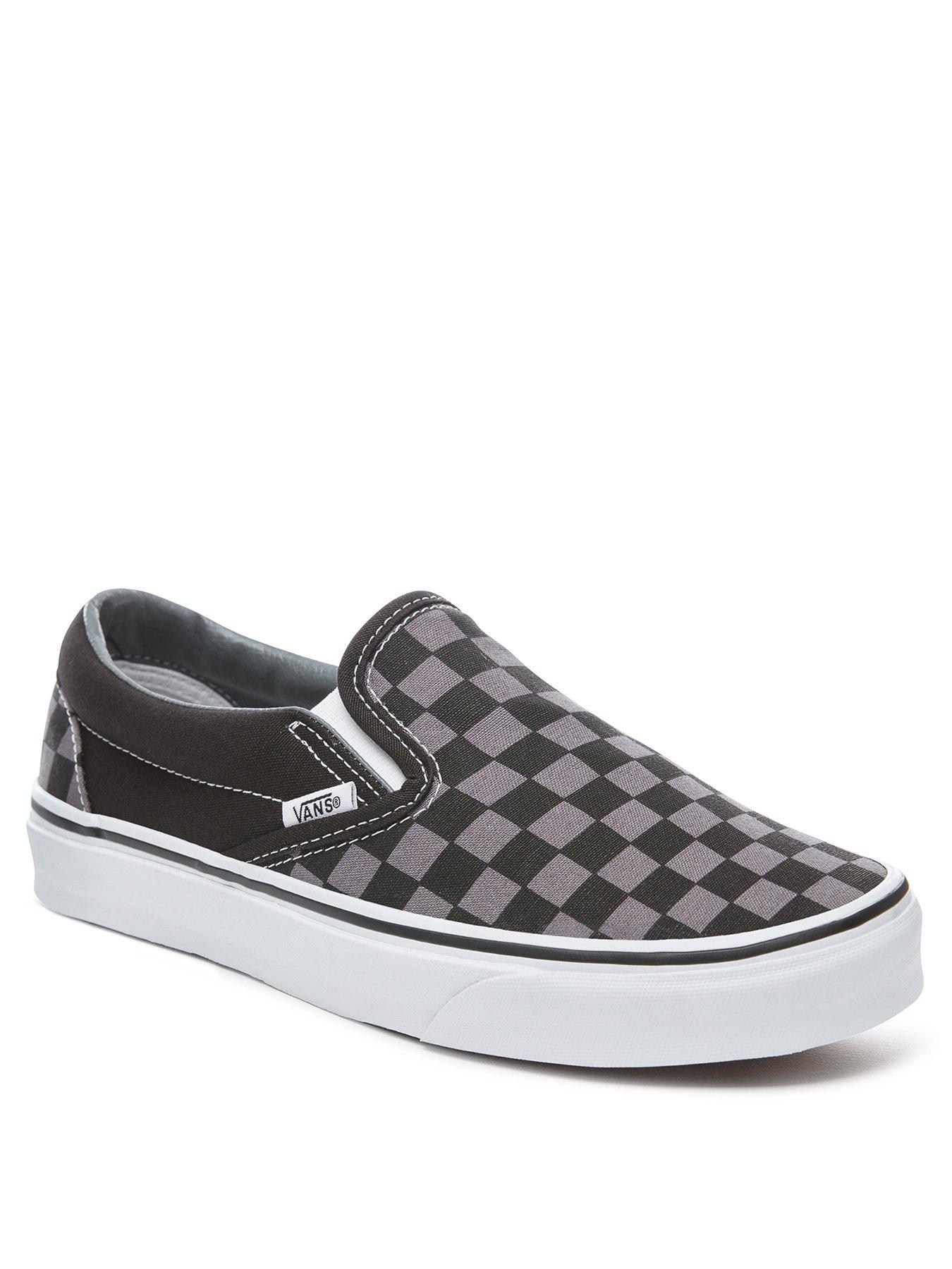 Vans Mens Classic Slip On Trainers Black Grey Check littlewoods