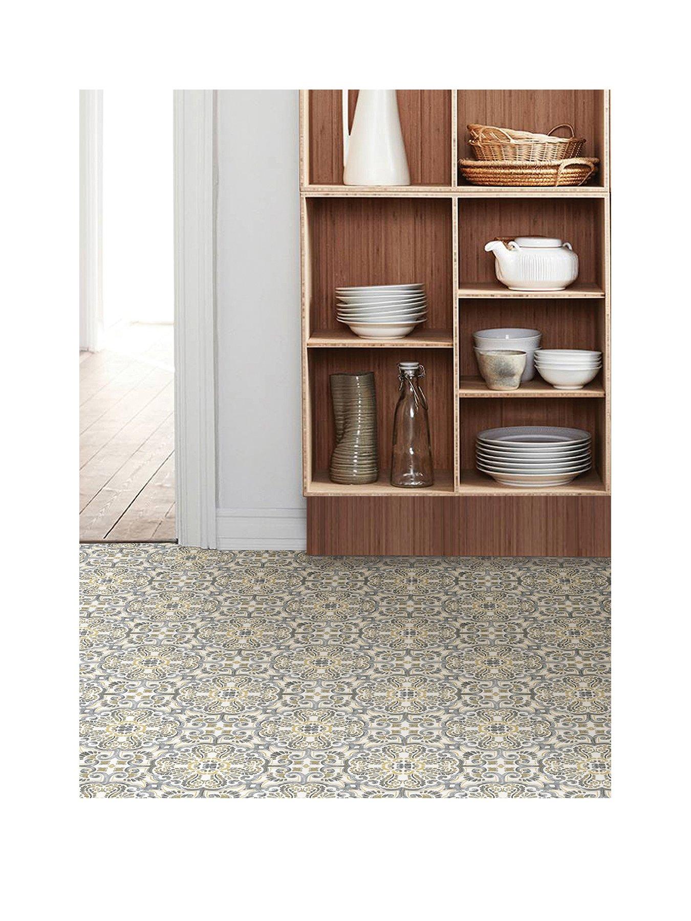 Floor Pops Pack of 10 Antico Peel  &  Stick Floor Tiles