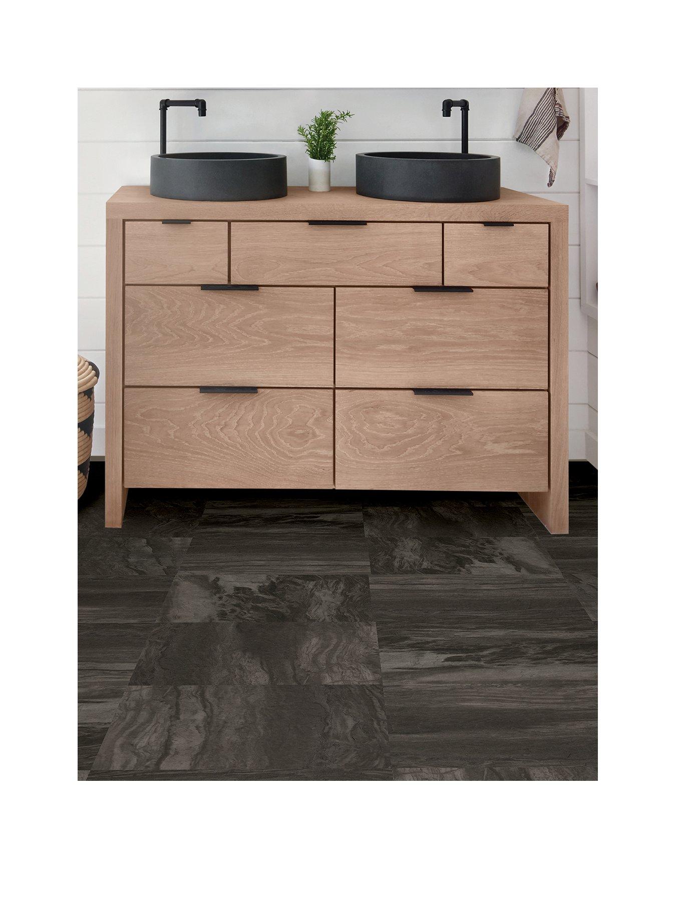 Floor Pops Pack of 10 Raven Peel  &  Stick Floor Tiles