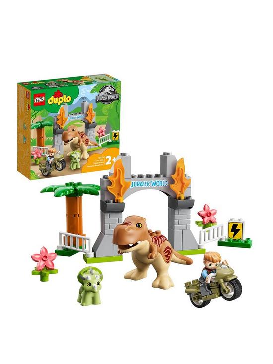 front image of lego-duplo-t-rex-and-triceratops-dinosaur-toy-10939