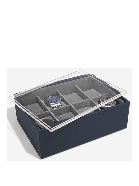 stackers-navy-8-piece-watch-box-with-lid