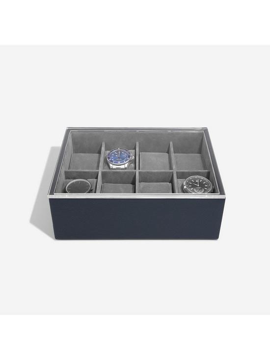 stillFront image of stackers-navy-8-piece-watch-box-with-lid