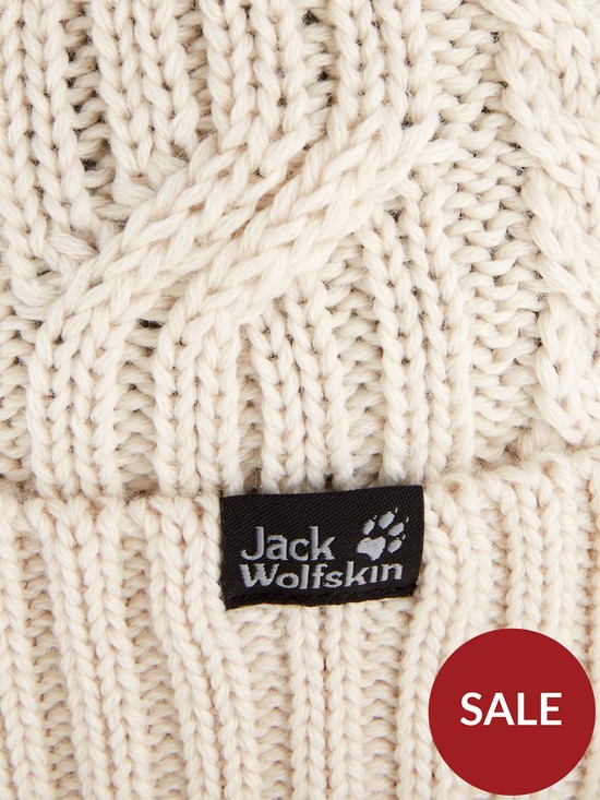 back image of jack-wolfskin-stormlock-pompom-beanie-cream