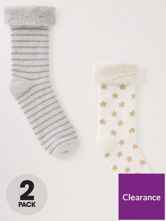 front image of v-by-very-2pk-cotton-terry-slipper-socks