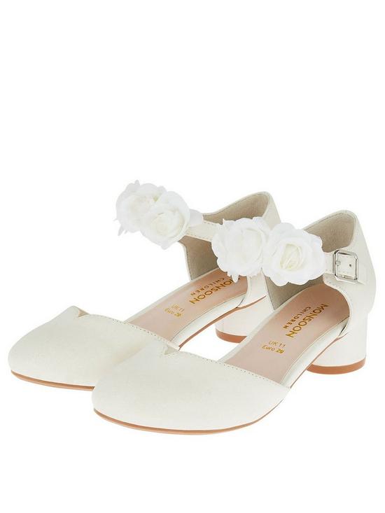 front image of monsoon-girls-shimmer-two-part-corsage-heel-shoes-ivory