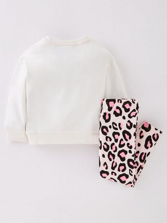 back image of minnie-mouse-girlsnbsp2-piece-animal-print-sweat-and-legging-set-beige