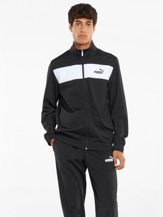front image of puma-hooded-sweat-suit-black