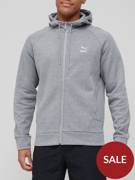 front image of puma-classics-tech-hoodie-medium-grey-heathernbsp