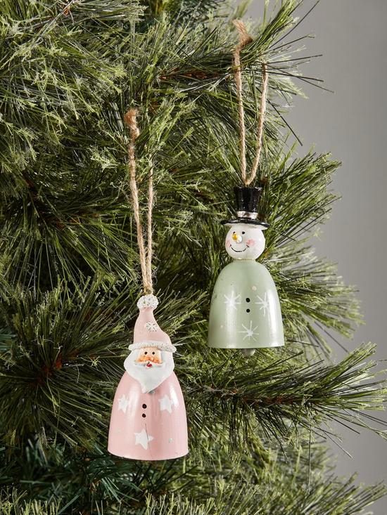 front image of heaven-sends-metal-santa-and-snowman-hanging-christmas-tree-decorations