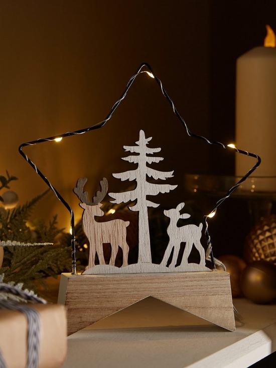 front image of heaven-sends-light-up-wooden-star-scene-christmas-decoration