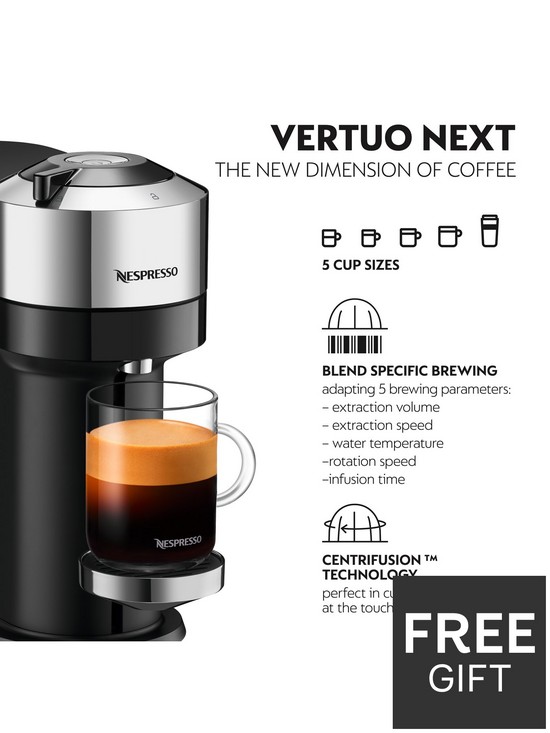 stillFront image of nespresso-vertuo-next-11713-coffee-machine-with-milk-frother-by-magimix-chrome