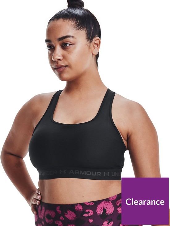 front image of under-armour-training-crossback-mid-support-bra-black