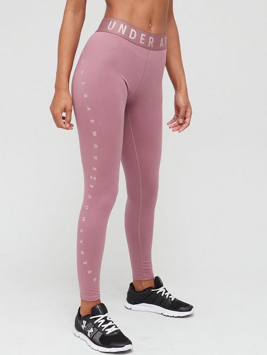 front image of under-armour-training-favourite-graphic-leggings-pink