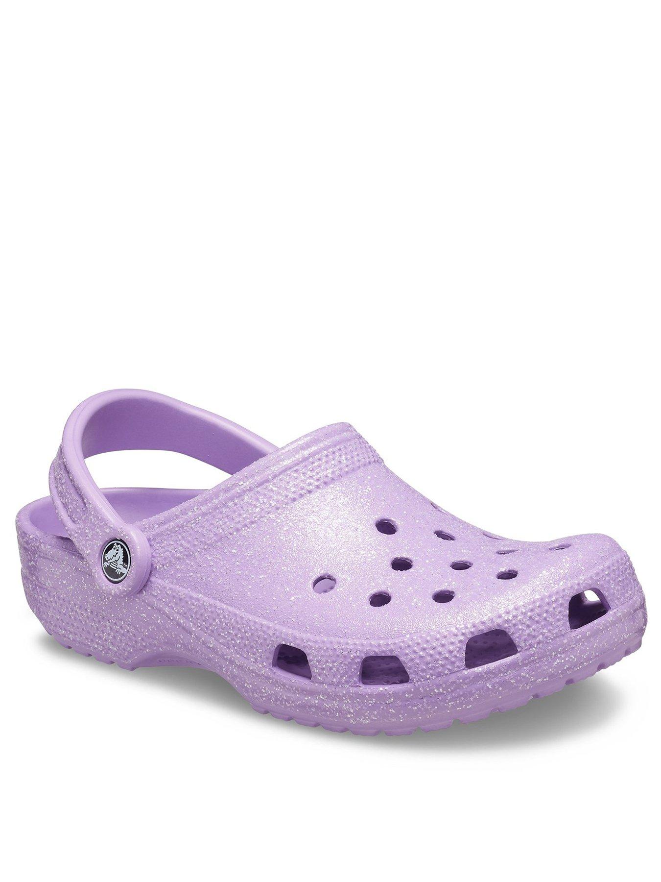 Crocs Sugar Glitter Clog Flat Shoes - Purple | littlewoods.com