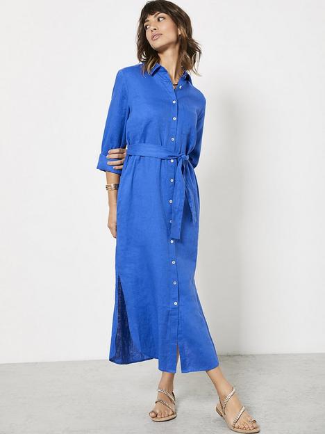 mint-velvet-blue-linen-midi-shirt-dress
