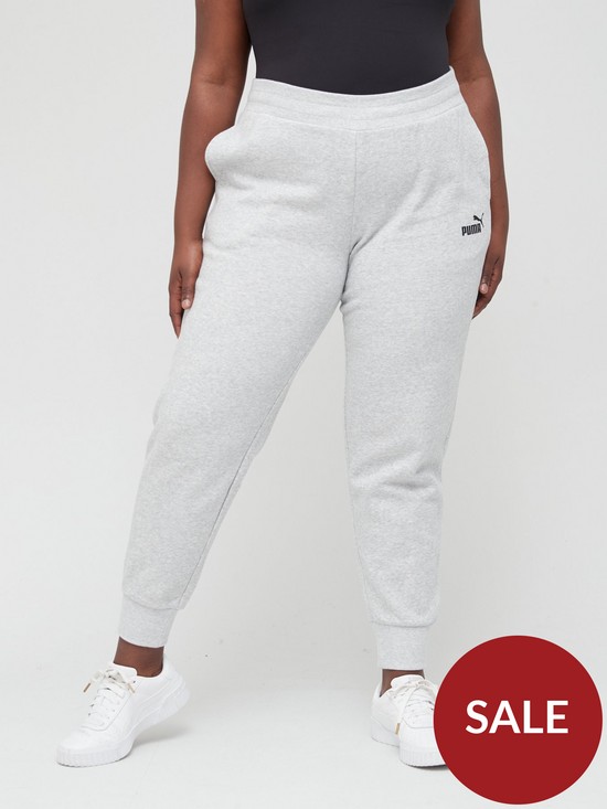front image of puma-essential-sweatpants-plus-size-grey