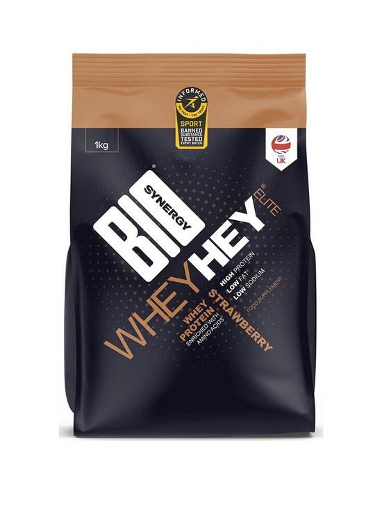 front image of bio-synergy-whey-hey-elite-protein-blend-1kg-strawberry