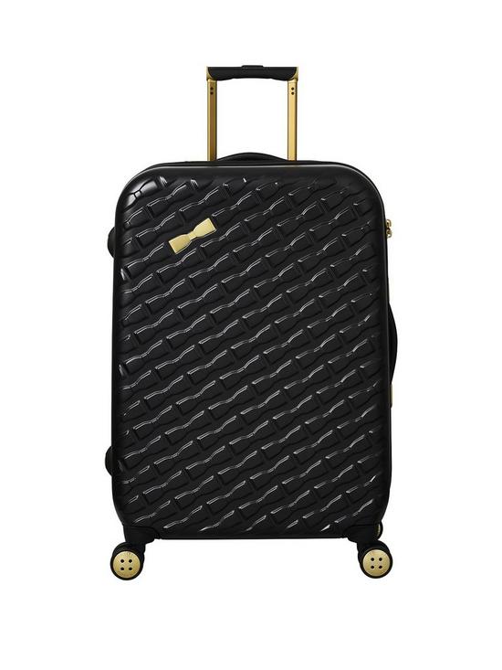 front image of ted-baker-belle-medium-trolley-suitcase-black