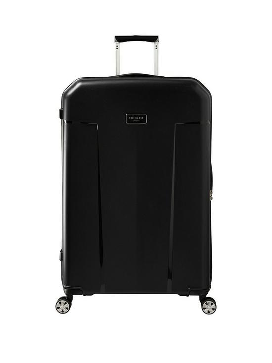 front image of ted-baker-flying-colours-large-suitcase-jet-black