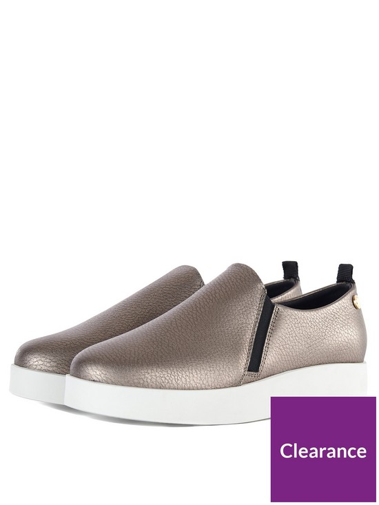 front image of barbour-stella-slip-on-trainer-gold