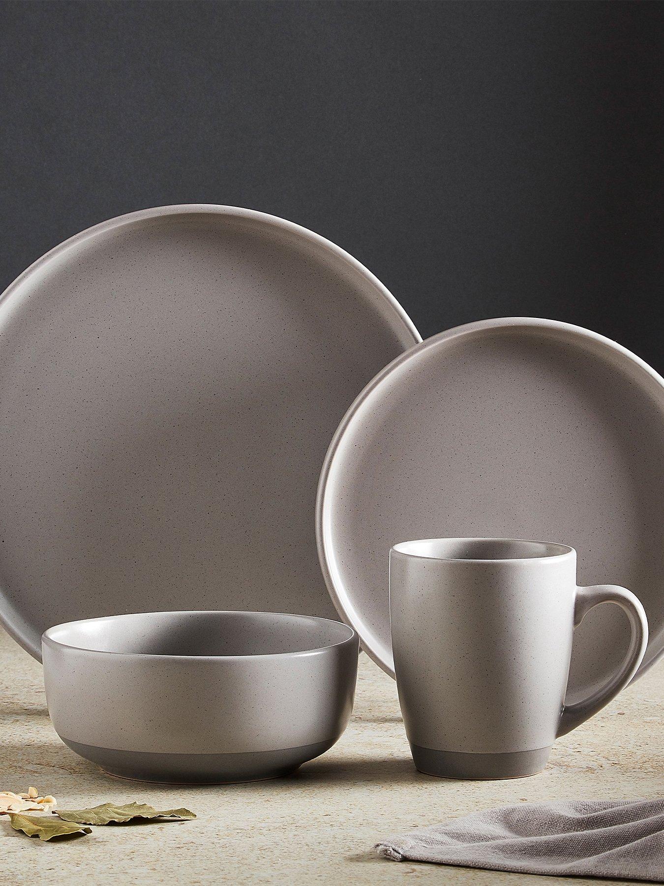 Image 1 of 7 of Barbary & Oak Avena 16-Piece Dinner Set in Fossil Grey
