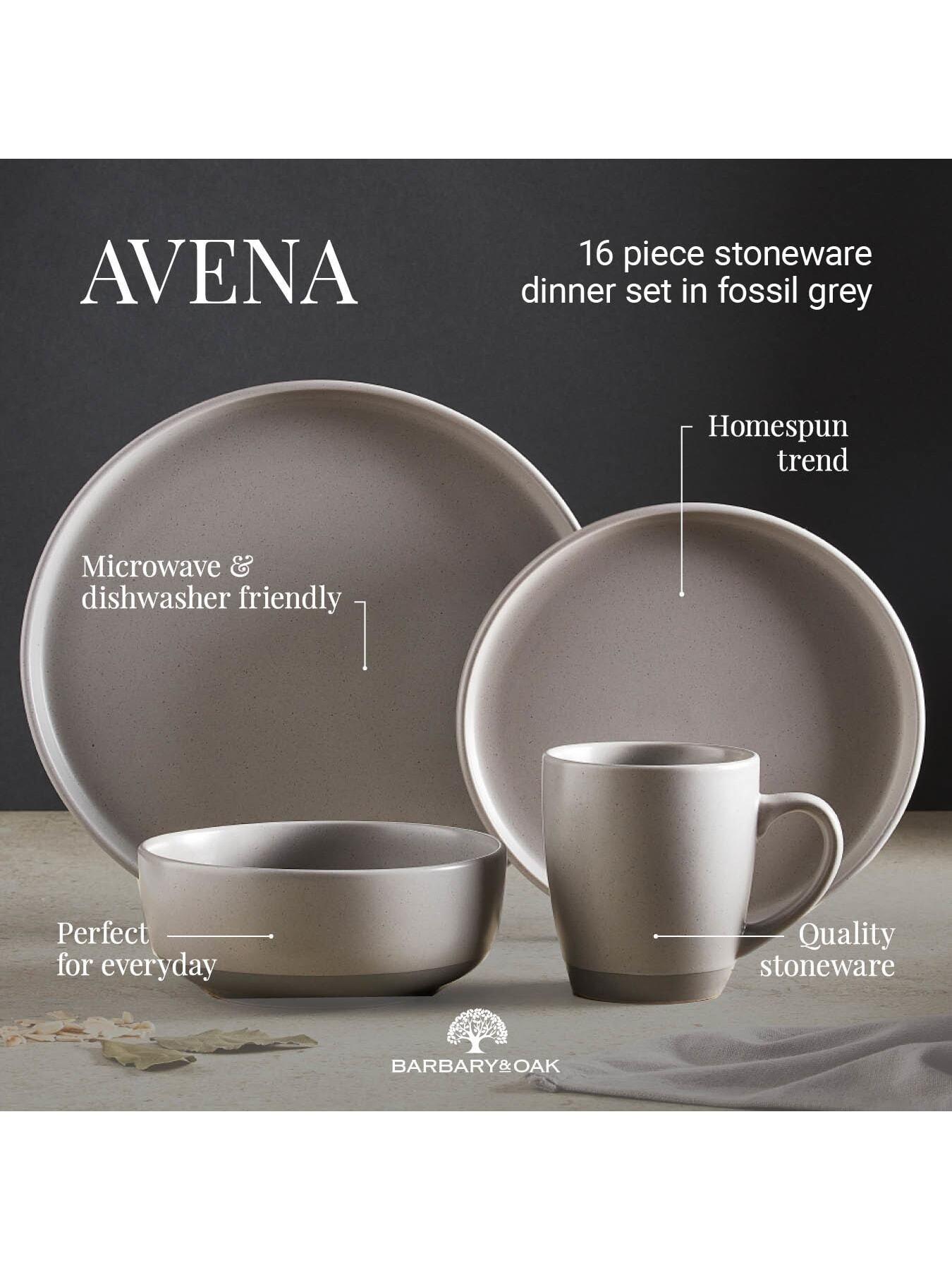 Image 3 of 7 of Barbary & Oak Avena 16-Piece Dinner Set in Fossil Grey