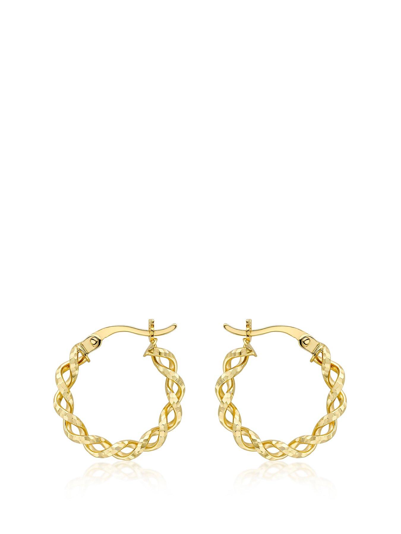 Details about   10K Yellow Gold Hoop Earrings Plain Oblong Polished Hoops 17.5mm Drop 
