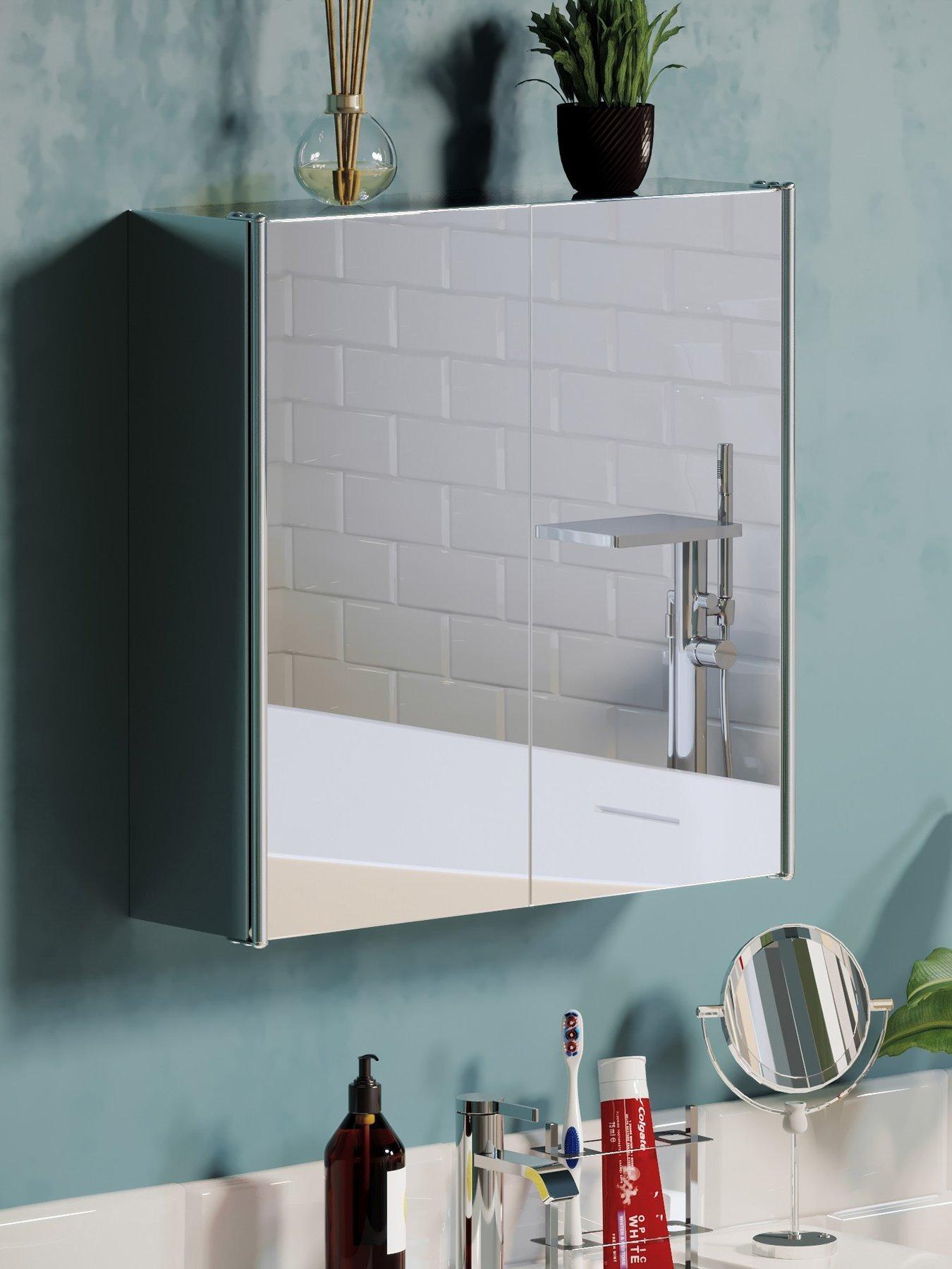  image of bath-vida-tiano-stainless-steel-mirrored-double-cabinet